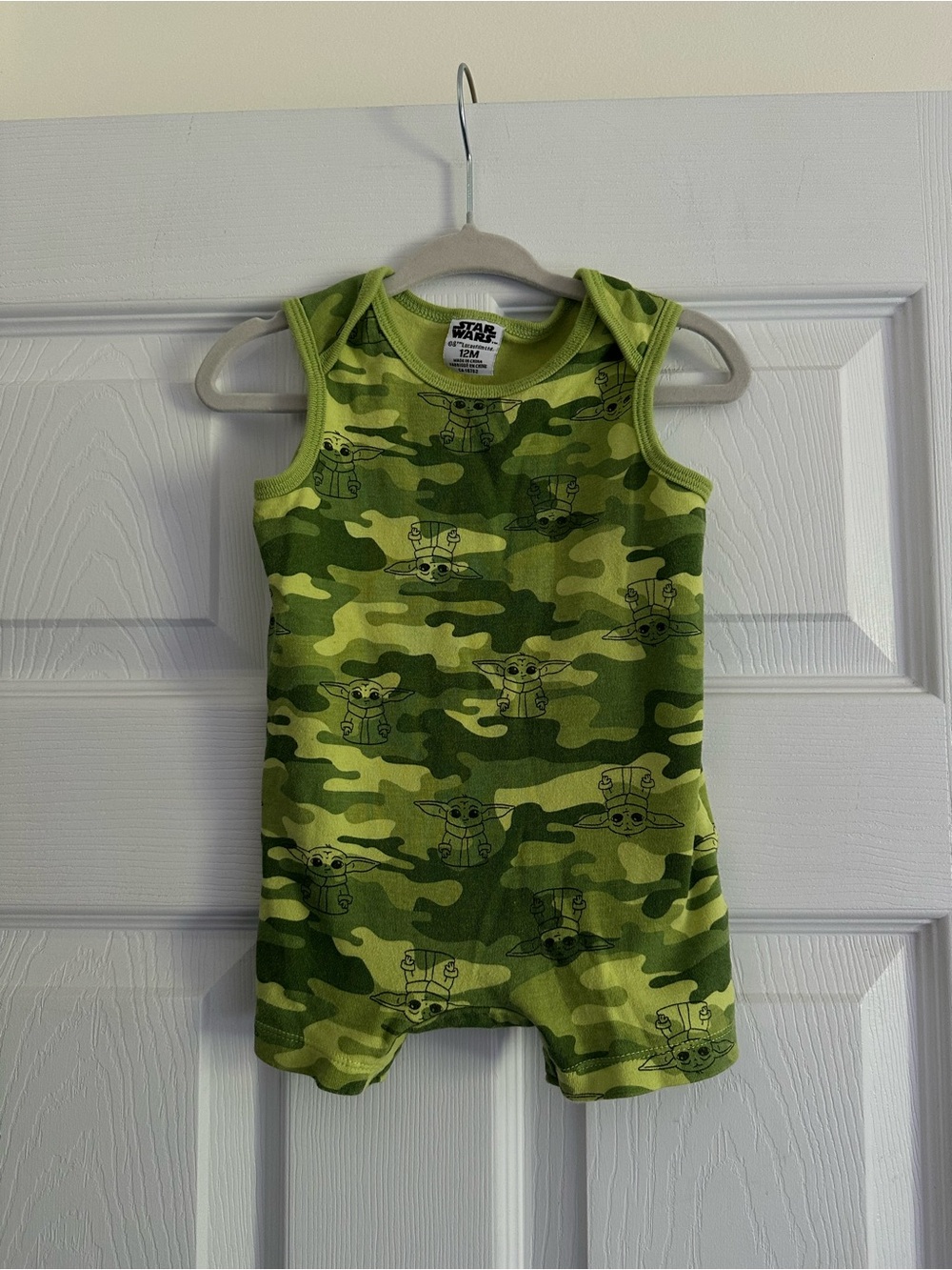 Size 12M Star Wars Grogu (Baby Yoda)‎ Baby Romper Camo Sleeveless One Piece